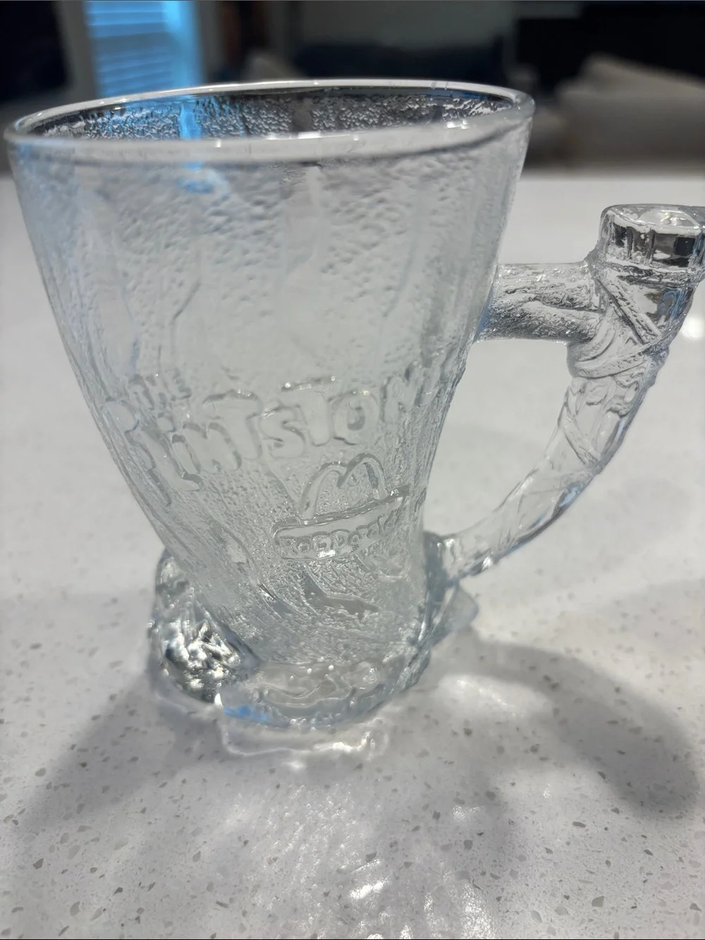 Vintage 1993 McDonald's Flintstones Glass Mugs Set of 2 Pre-Dawn & Mammoth